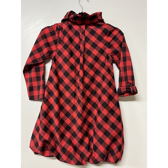 Deux Par Deux Buffalo Plaid Girls Dress Size 8 Bubbled Hem Red and Black - Picture 5 of 7